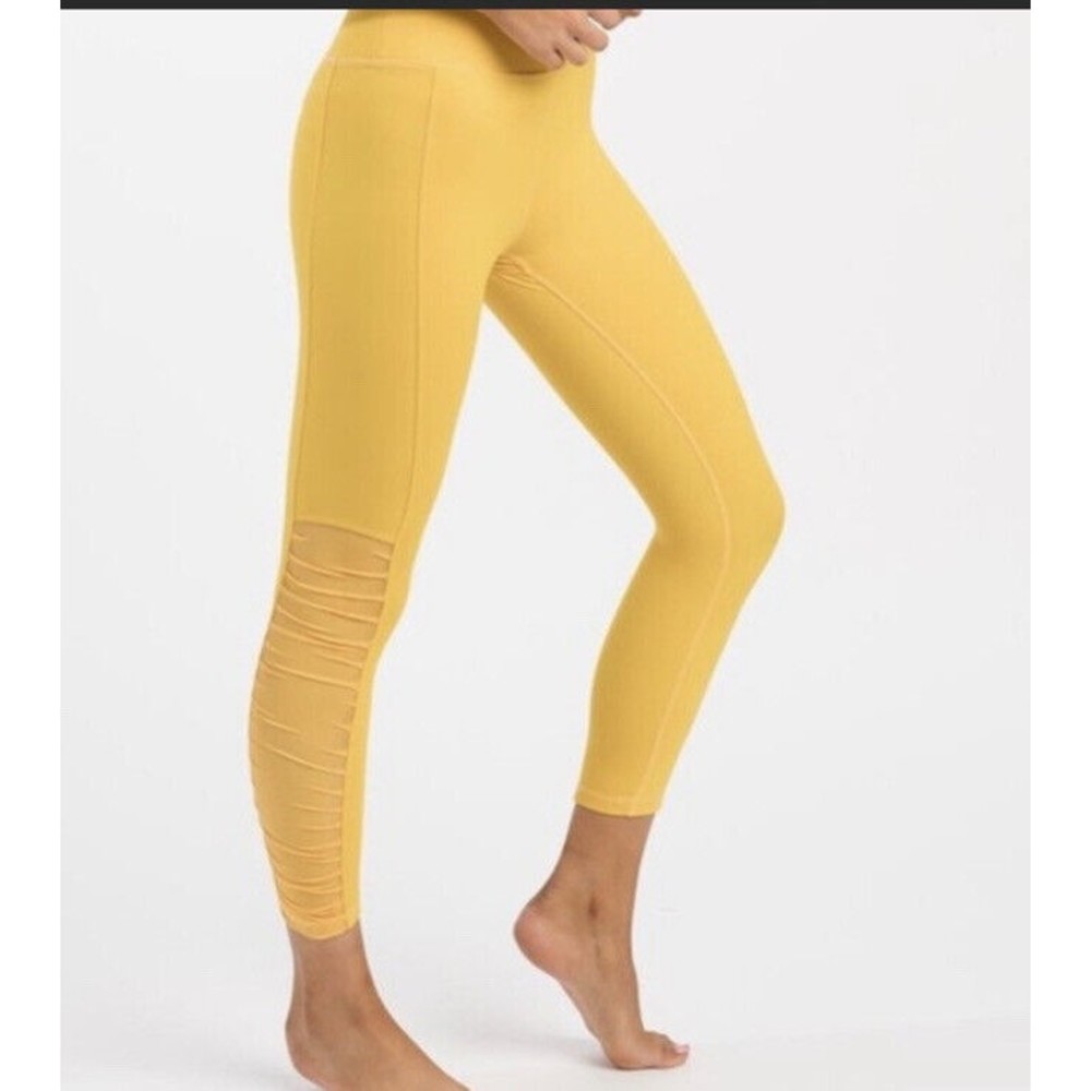 Zyia Active Yellow Daffodil Mesh Light N Tight Hi Rise Leggings Size 4